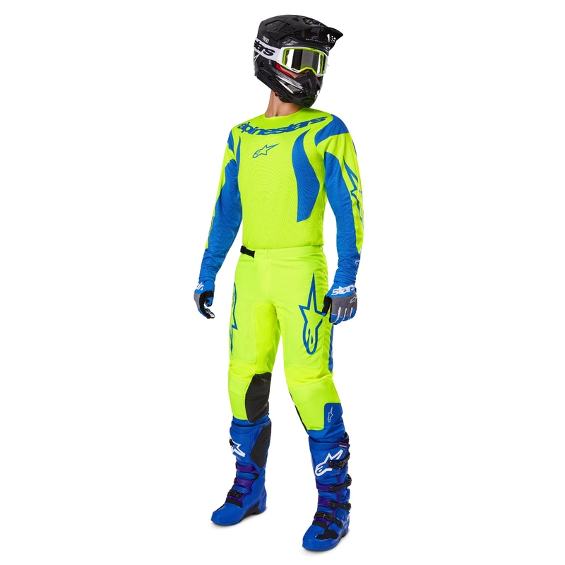 Alpinestars Fluid Haul pantaloni da motocross giallo fluo-blu