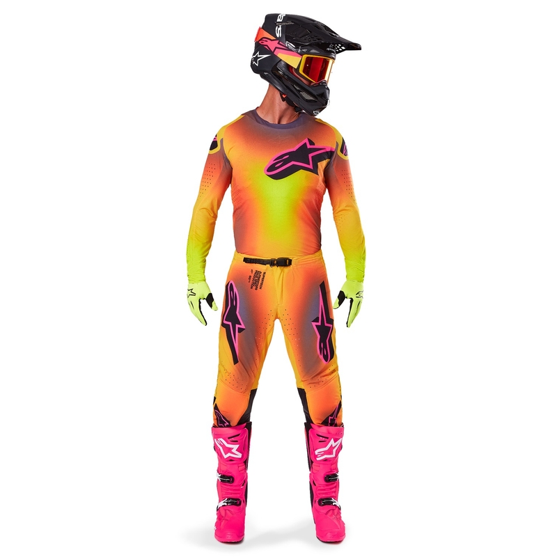 Alpinestars Supertech Lipan Pantaloni da motocross giallo e rosa