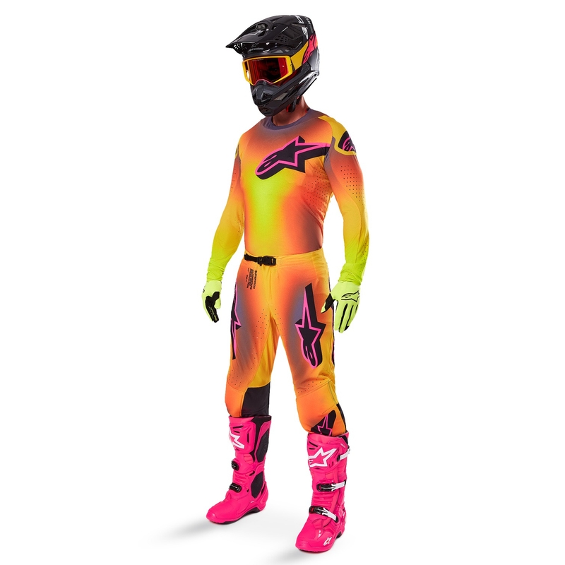 Alpinestars Supertech Lipan Pantaloni da motocross giallo e rosa