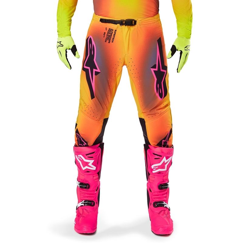 Alpinestars Supertech Lipan Pantaloni da motocross giallo e rosa