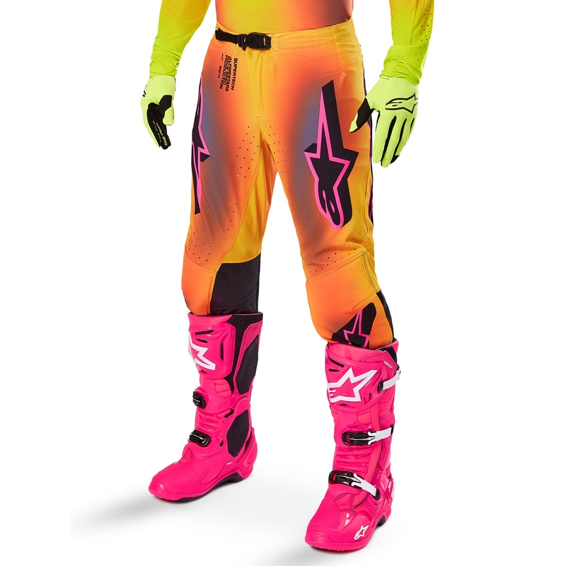 Alpinestars Supertech Lipan Pantaloni da motocross giallo e rosa