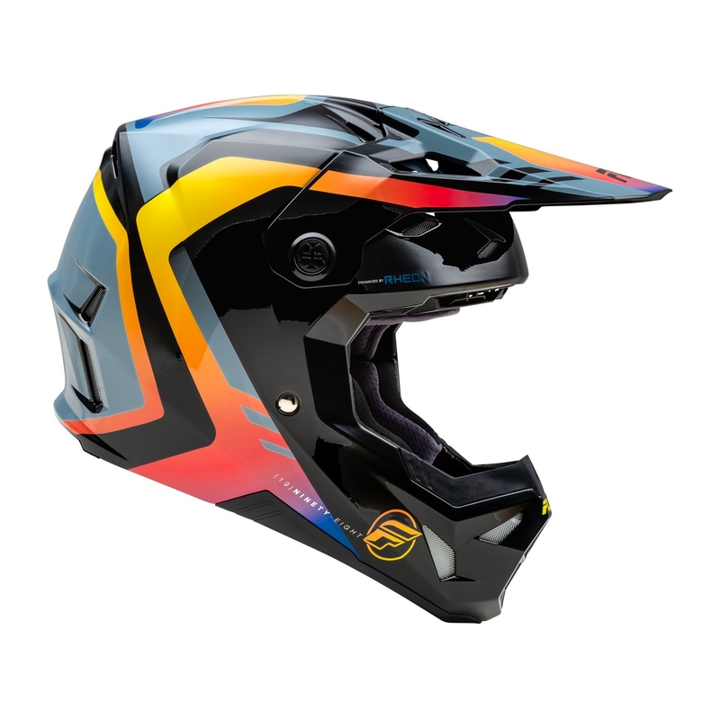 Casco da motocross FLY Racing Formula CP nero-grigio-arcobaleno