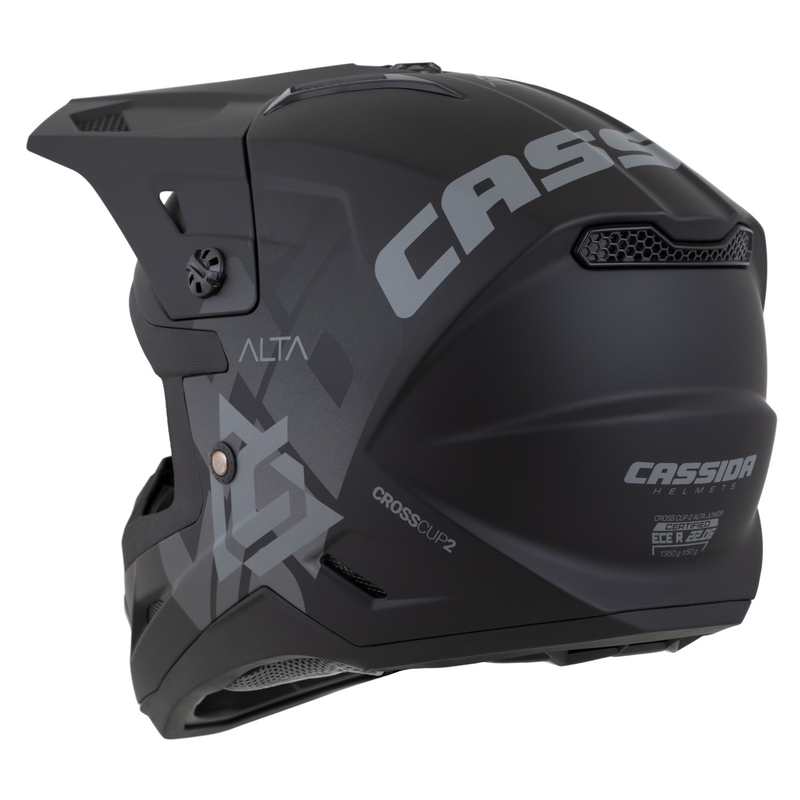 Casco da motocross per bambini Cassida Cross Cup 2 Alta nero-grigio opaco