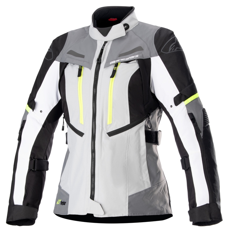 Giacca da moto da donna Alpinestars Stella Bogota PRO Drystar grigio-nero-giallo fluo