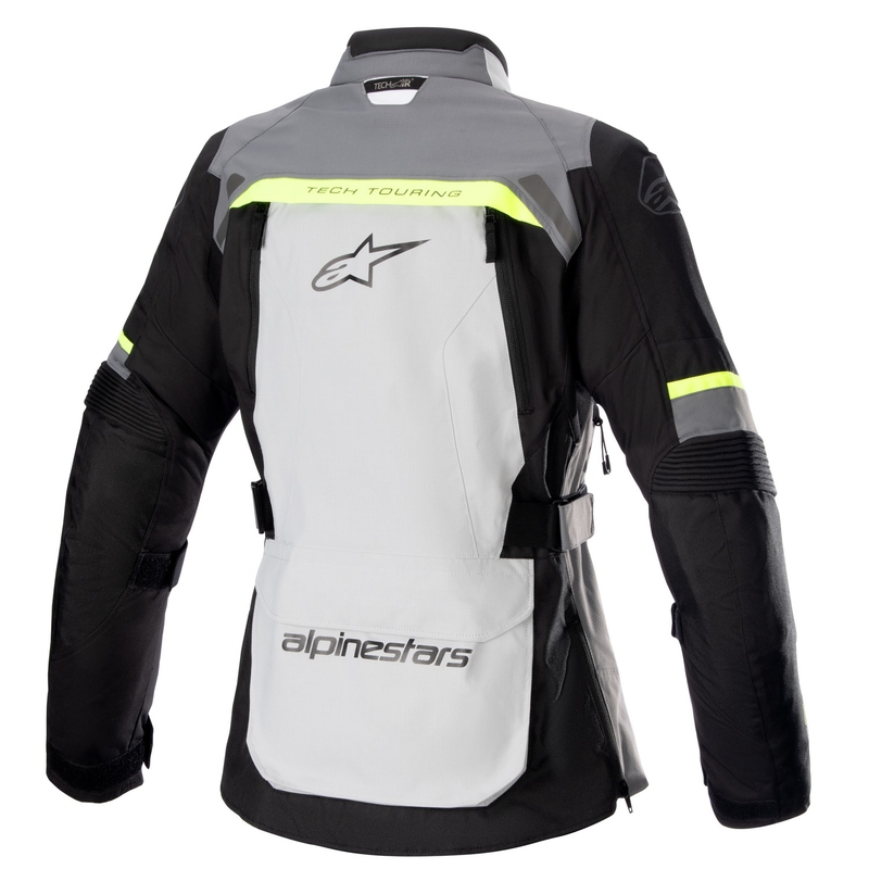 Giacca da moto da donna Alpinestars Stella Bogota PRO Drystar grigio-nero-giallo fluo