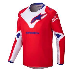 Maglia da motocross da bambino Alpinestars Racer Veil rosso e bianco