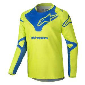 Maglia da motocross da bambino Alpinestars Racer Veil giallo fluo-blu