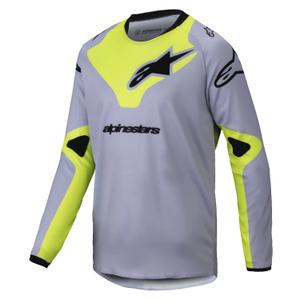 Maglia da motocross da bambino Alpinestars Racer Veil grigio-giallo fluo