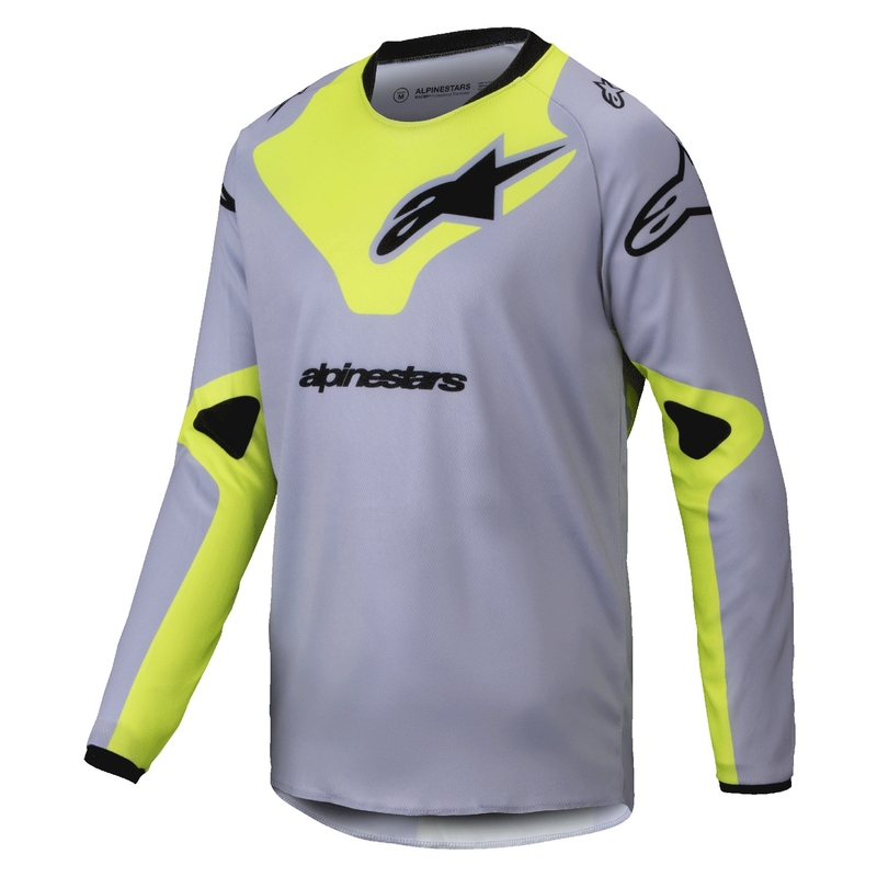 Maglia da motocross da bambino Alpinestars Racer Veil grigio-giallo fluo