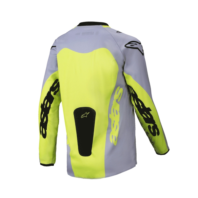 Maglia da motocross da bambino Alpinestars Racer Veil grigio-giallo fluo