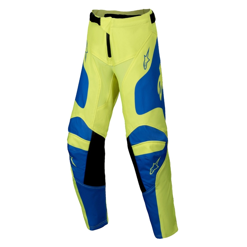 Alpinestars Racer Veil pantaloni da motocross da bambino giallo fluo e blu