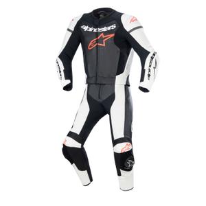 Alpinestars GP Force Lurv 2025 tuta due pezzi in pelle bianco-nero-rosso fluo