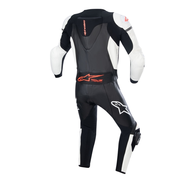 Alpinestars GP Force Lurv tuta due pezzi in pelle bianco-nero-rosso fluo