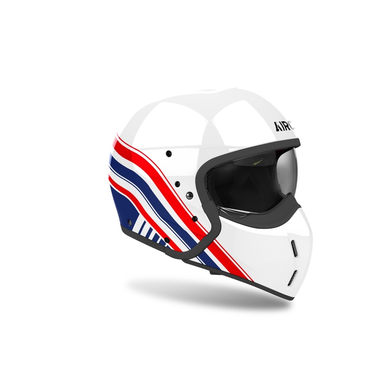 Casco moto modulare Airoh J110 Eon lucido bianco-blu-rosso