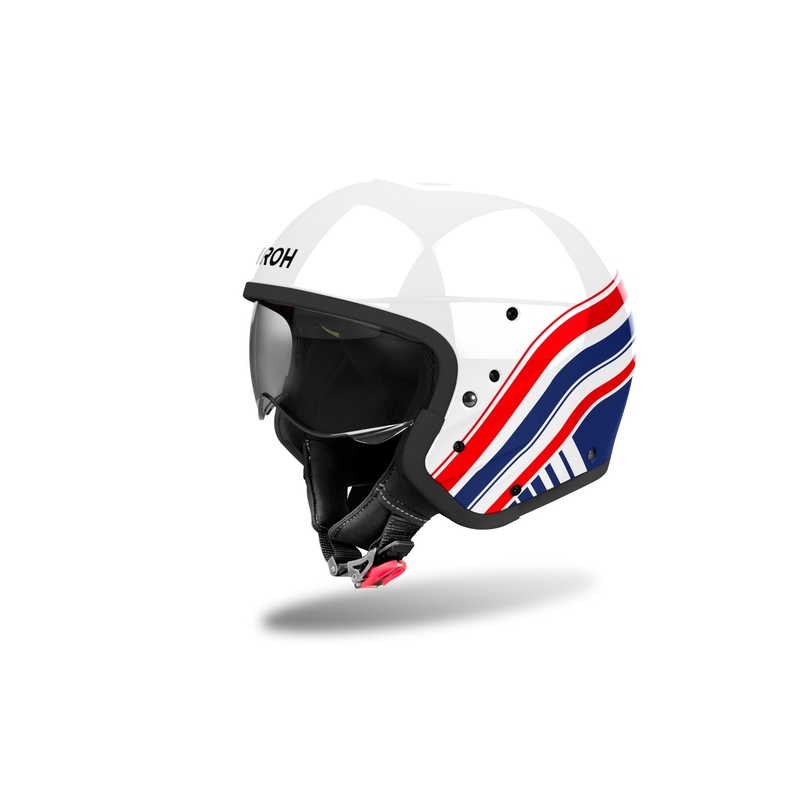 Casco moto modulare Airoh J110 Eon lucido bianco-blu-rosso
