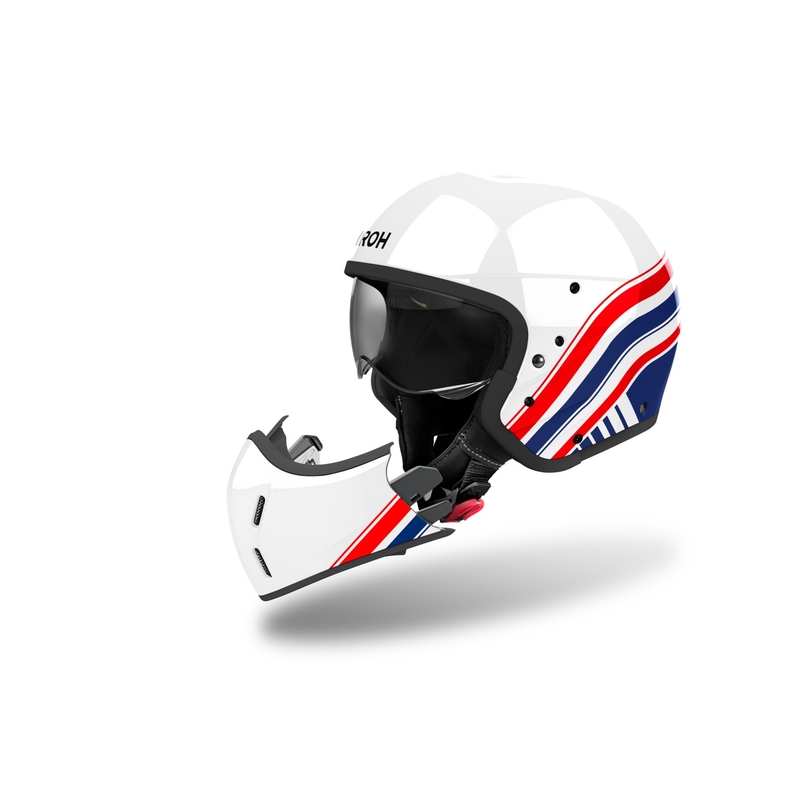 Casco moto modulare Airoh J110 Eon lucido bianco-blu-rosso