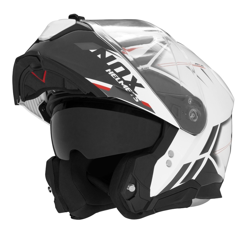 NOX N967 Casco moto Synchro bianco-nero-rosso