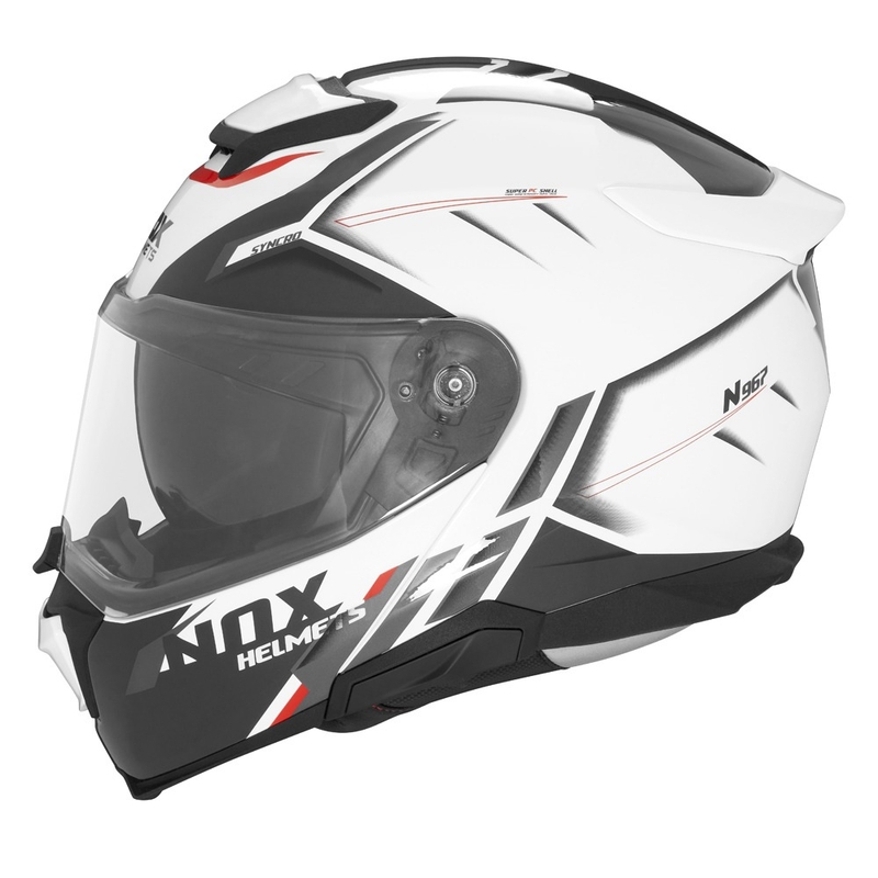 NOX N967 Casco moto Synchro bianco-nero-rosso