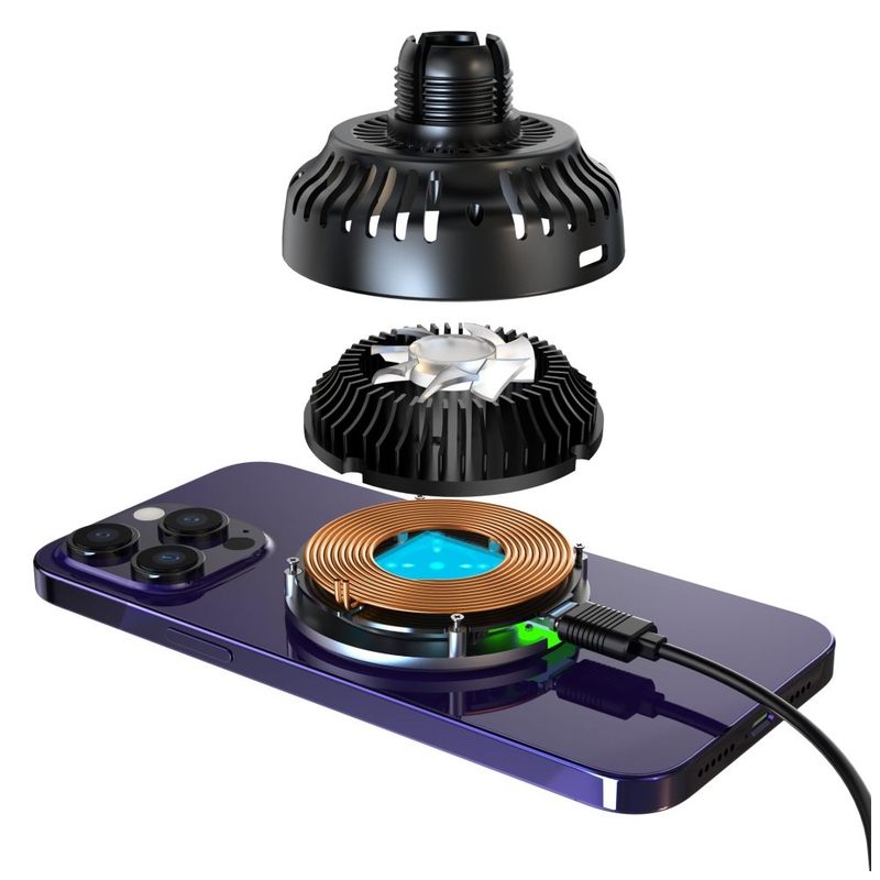FIXED Supporto di ricarica wireless MagCool con raffreddamento attivo e supporto MagSafe nero 15W