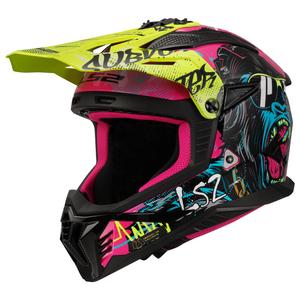 Casco da motocross LS2 MX708 Fast II Gorilla giallo-viola