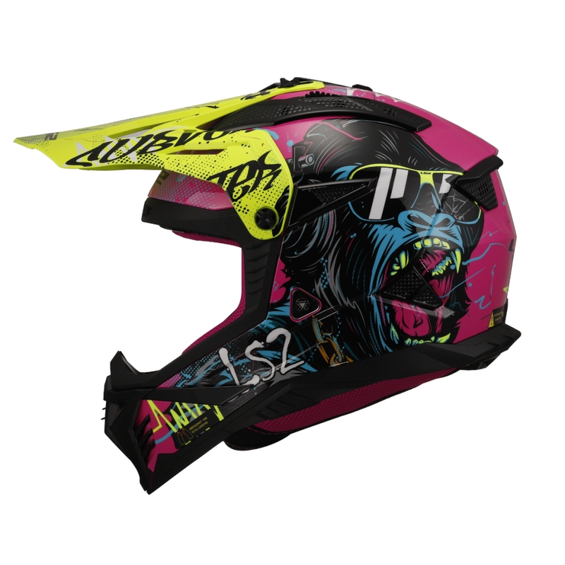Casco da motocross LS2 MX708 Fast II Gorilla giallo-viola