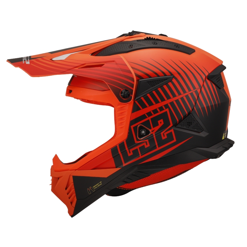 Casco da motocross LS2 MX708 Fast II Duck arancione-rosso