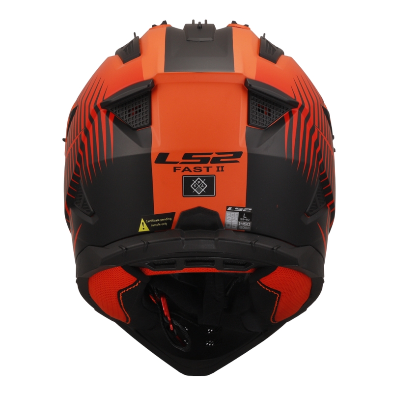 Casco da motocross LS2 MX708 Fast II Duck arancione-rosso