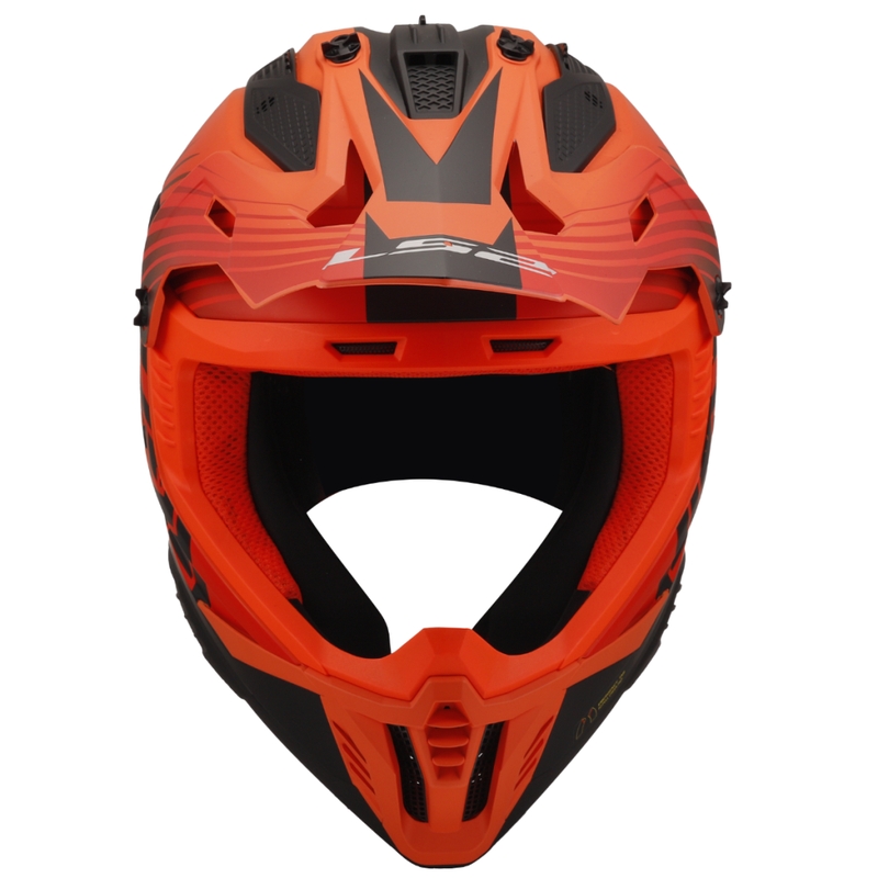 Casco da motocross LS2 MX708 Fast II Duck arancione-rosso