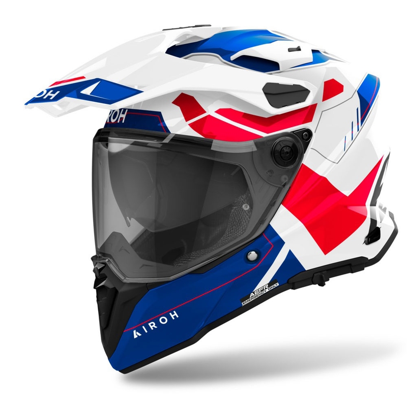 Casco da enduro Airoh Commander 2 Reveal blu-rosso lucido