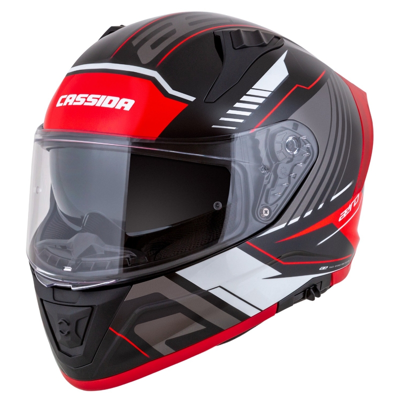 Casco moto integrale Cassida Aero Drome nero-rosso-bianco-grigio