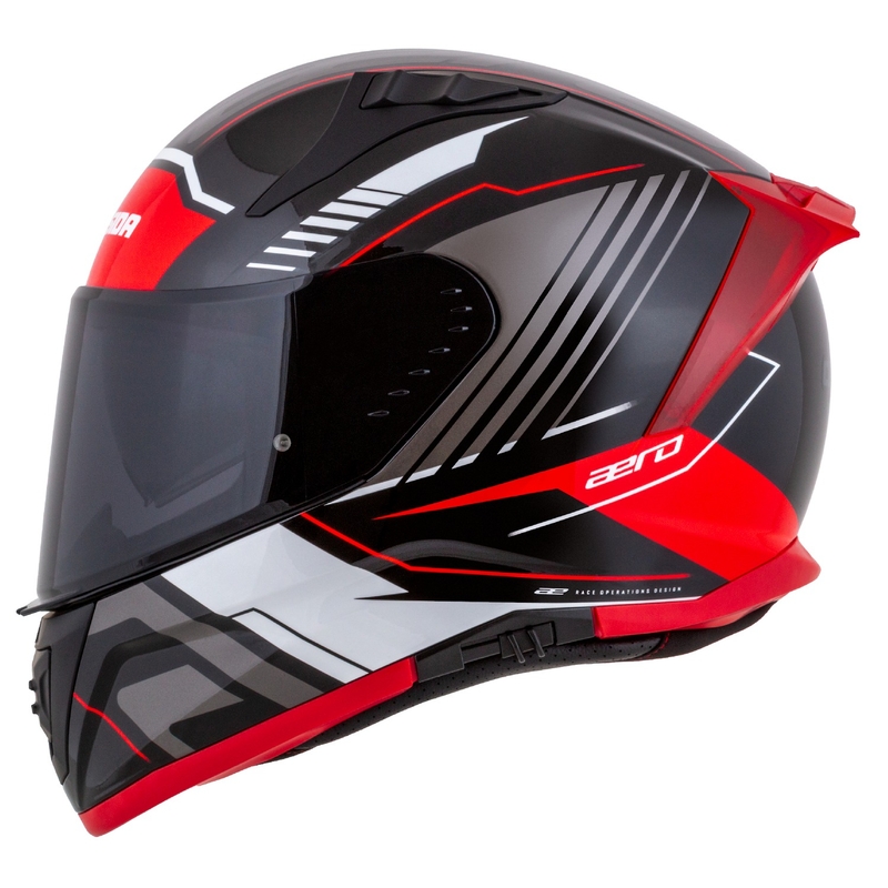 Casco moto integrale Cassida Aero Drome nero-rosso-bianco-grigio
