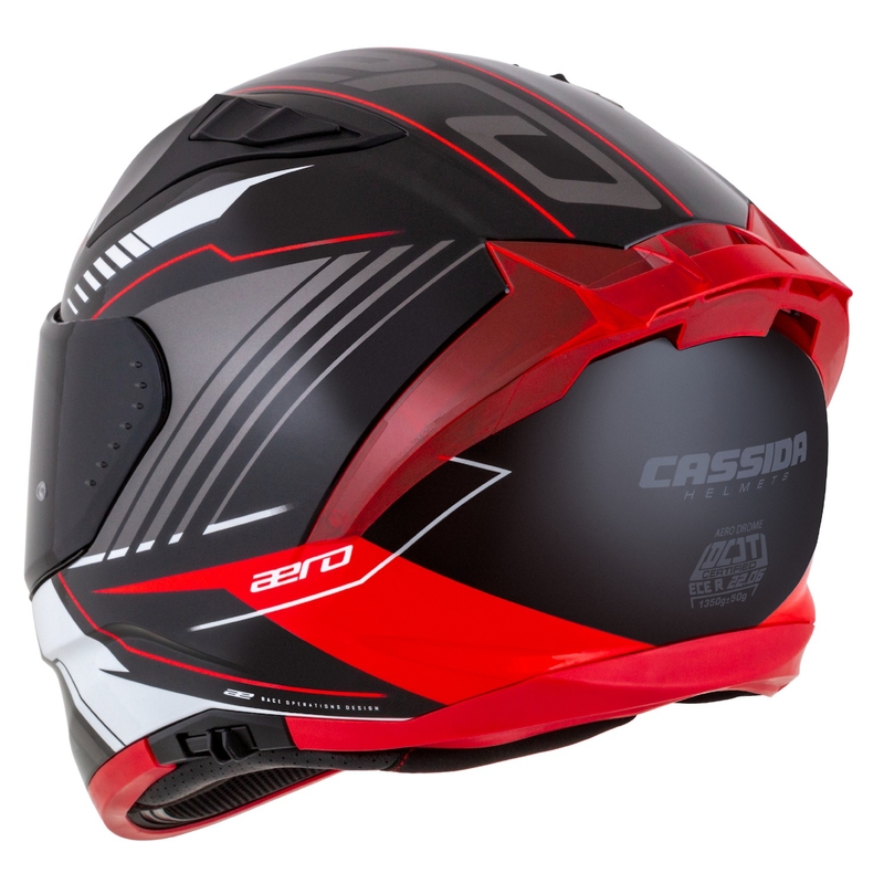 Casco moto integrale Cassida Aero Drome nero-rosso-bianco-grigio