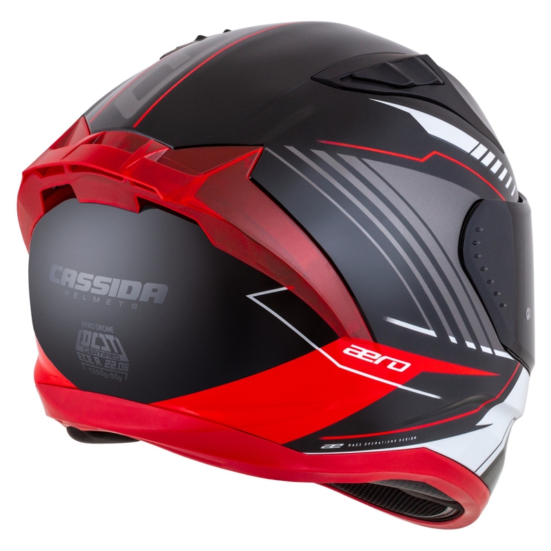 Casco moto integrale Cassida Aero Drome nero-rosso-bianco-grigio