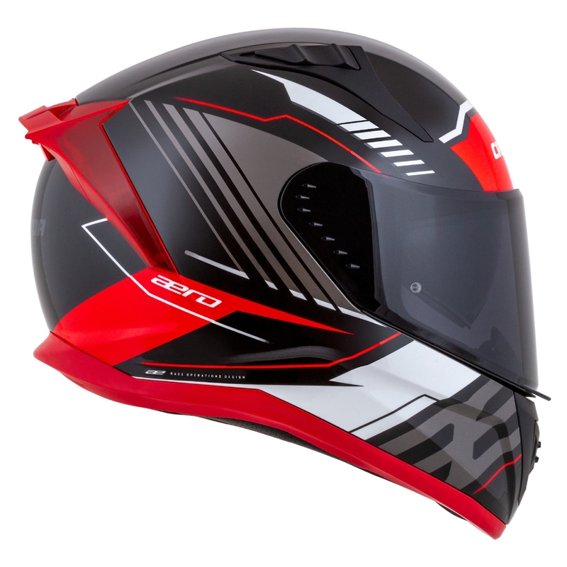 Casco moto integrale Cassida Aero Drome nero-rosso-bianco-grigio