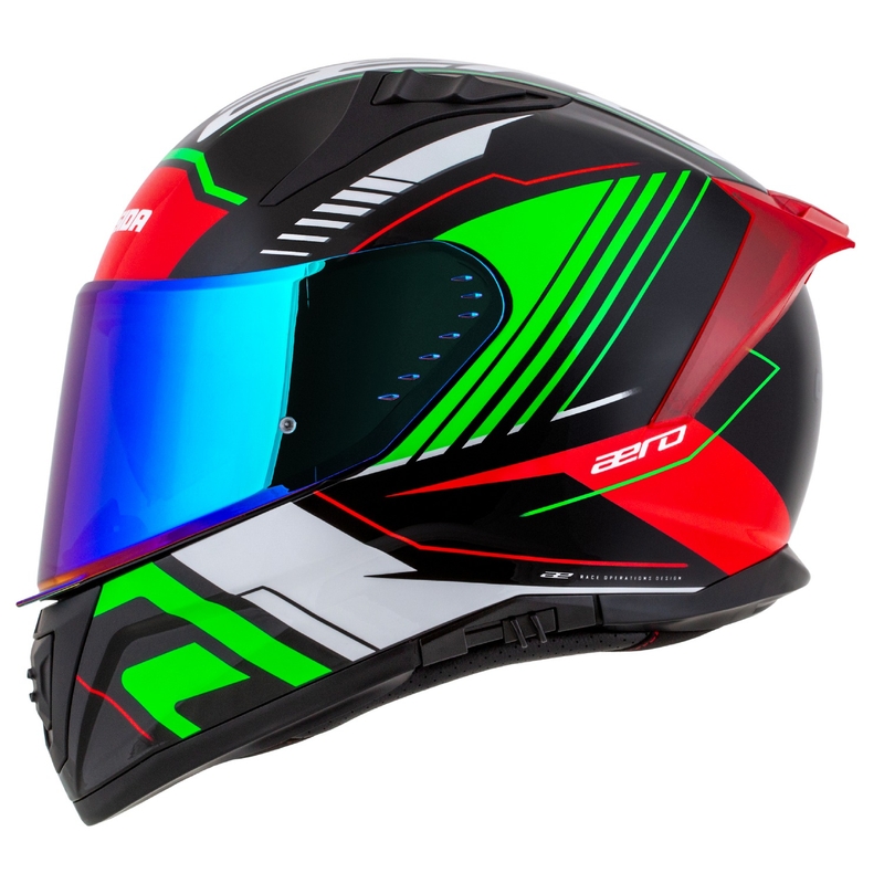 Casco moto integrale Cassida Aero Drome nero-rosso-verde-bianco