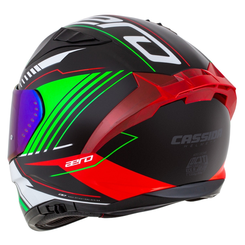 Casco moto integrale Cassida Aero Drome nero-rosso-verde-bianco
