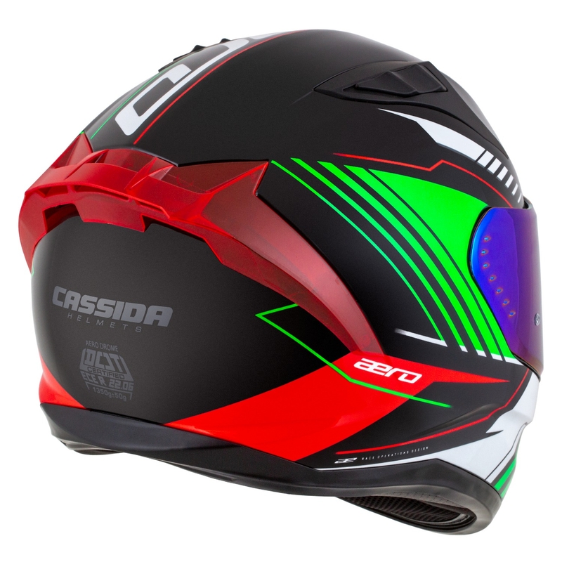 Casco moto integrale Cassida Aero Drome nero-rosso-verde-bianco