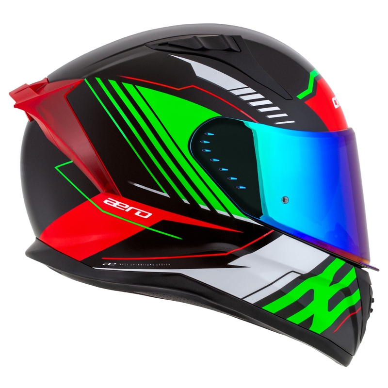 Casco moto integrale Cassida Aero Drome nero-rosso-verde-bianco