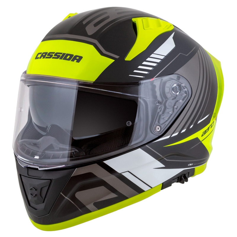 Casco moto integrale Cassida Aero Drome nero-giallo fluo-bianco-grigio