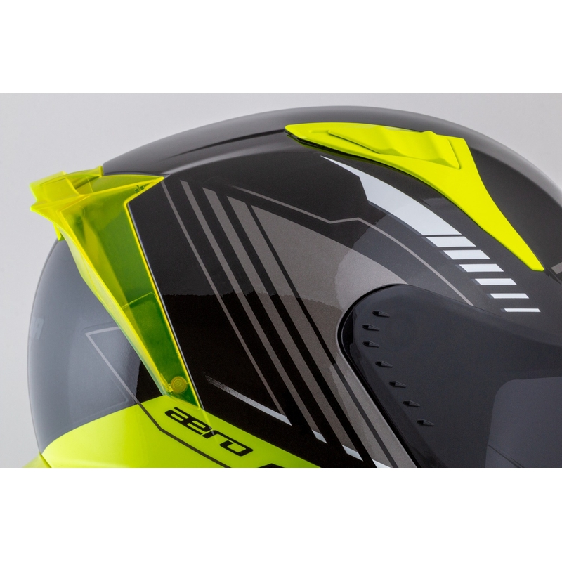 Casco moto integrale Cassida Aero Drome nero-giallo fluo-bianco-grigio