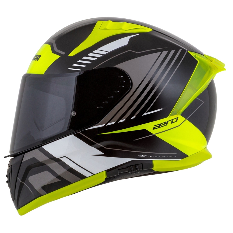 Casco moto integrale Cassida Aero Drome nero-giallo fluo-bianco-grigio