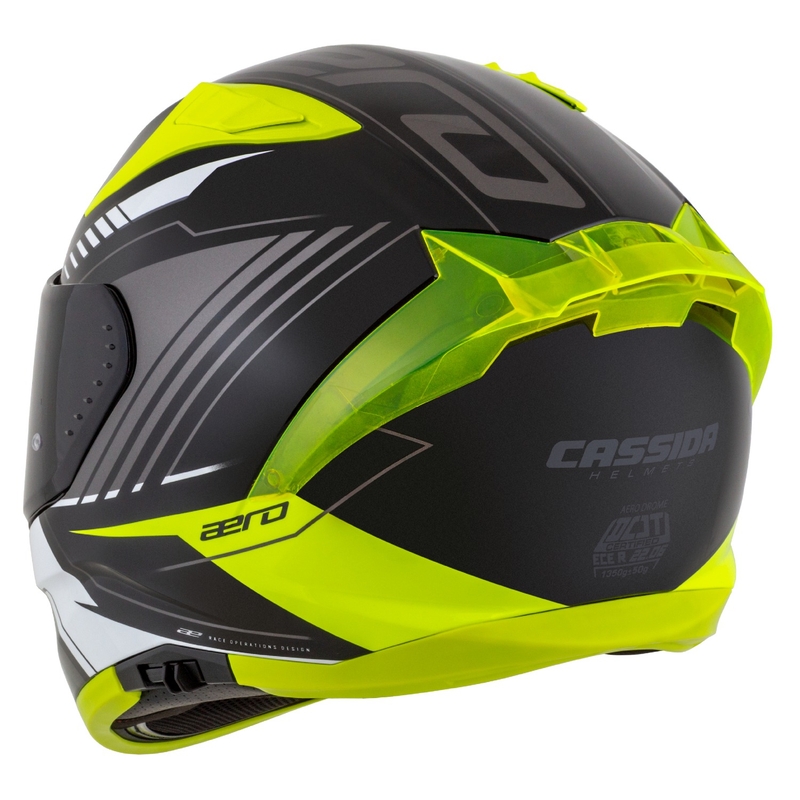 Casco moto integrale Cassida Aero Drome nero-giallo fluo-bianco-grigio