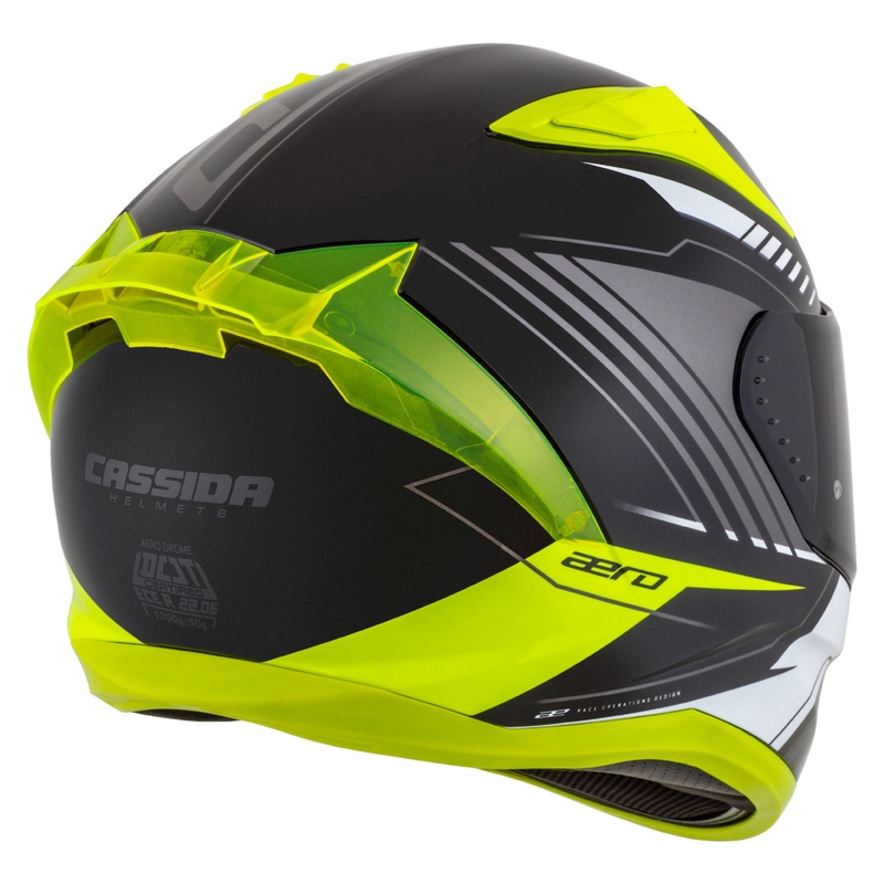 Casco moto integrale Cassida Aero Drome nero-giallo fluo-bianco-grigio