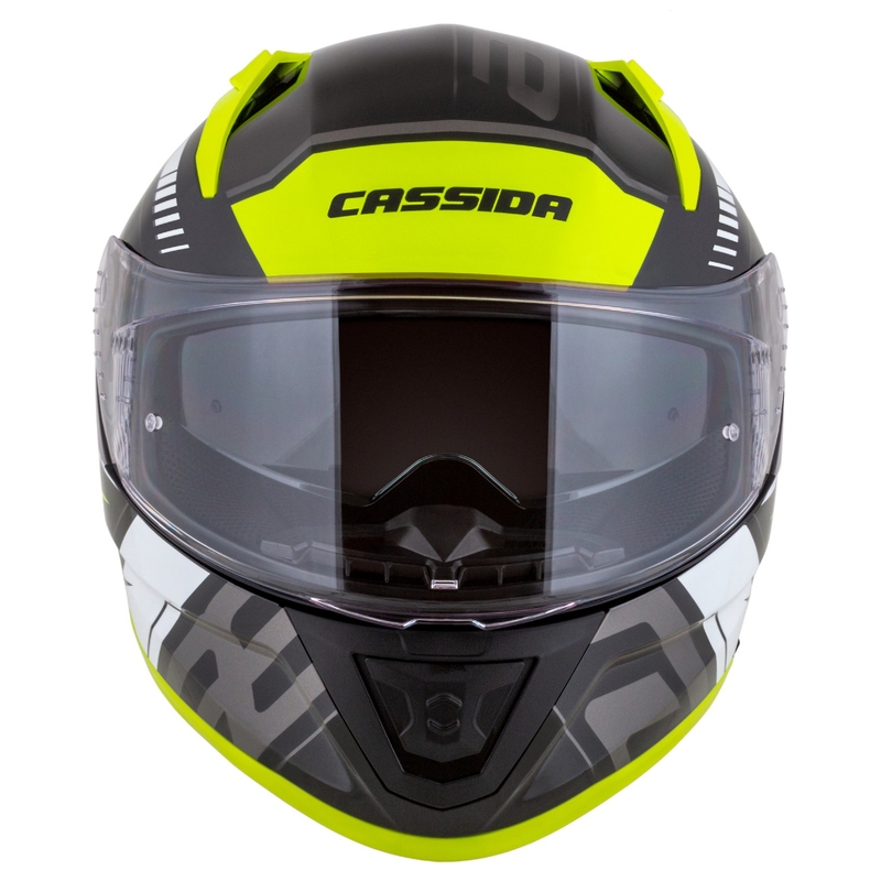 Casco moto integrale Cassida Aero Drome nero-giallo fluo-bianco-grigio