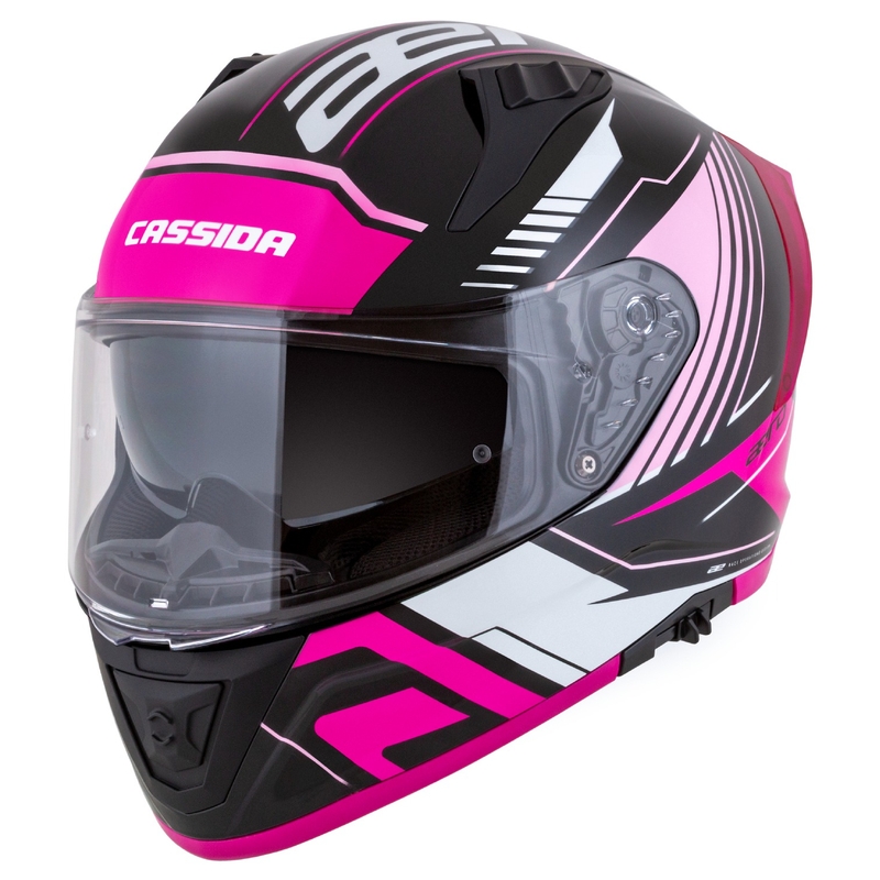 Casco moto integrale Cassida Aero Drome nero-rosa-bianco