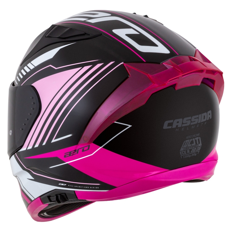 Casco moto integrale Cassida Aero Drome nero-rosa-bianco