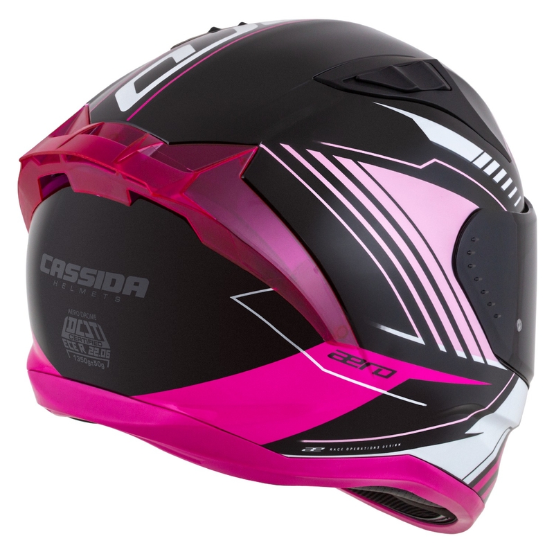 Casco moto integrale Cassida Aero Drome nero-rosa-bianco