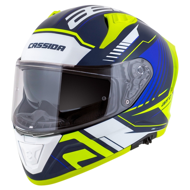 Casco moto integrale Cassida Aero Drome blu-fluo giallo-azzurro-bianco