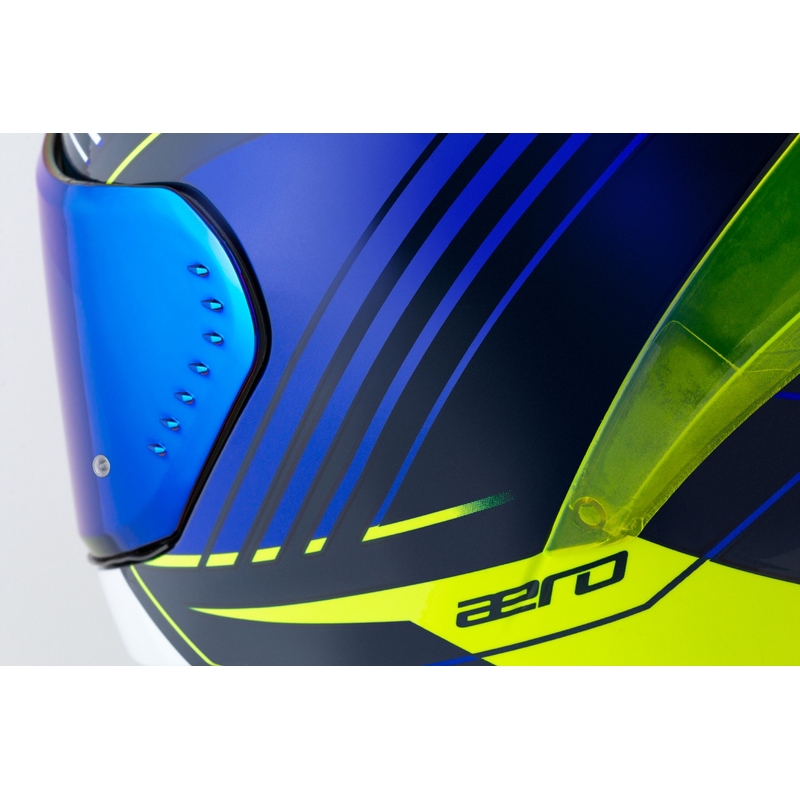 Casco moto integrale Cassida Aero Drome blu-fluo giallo-azzurro-bianco