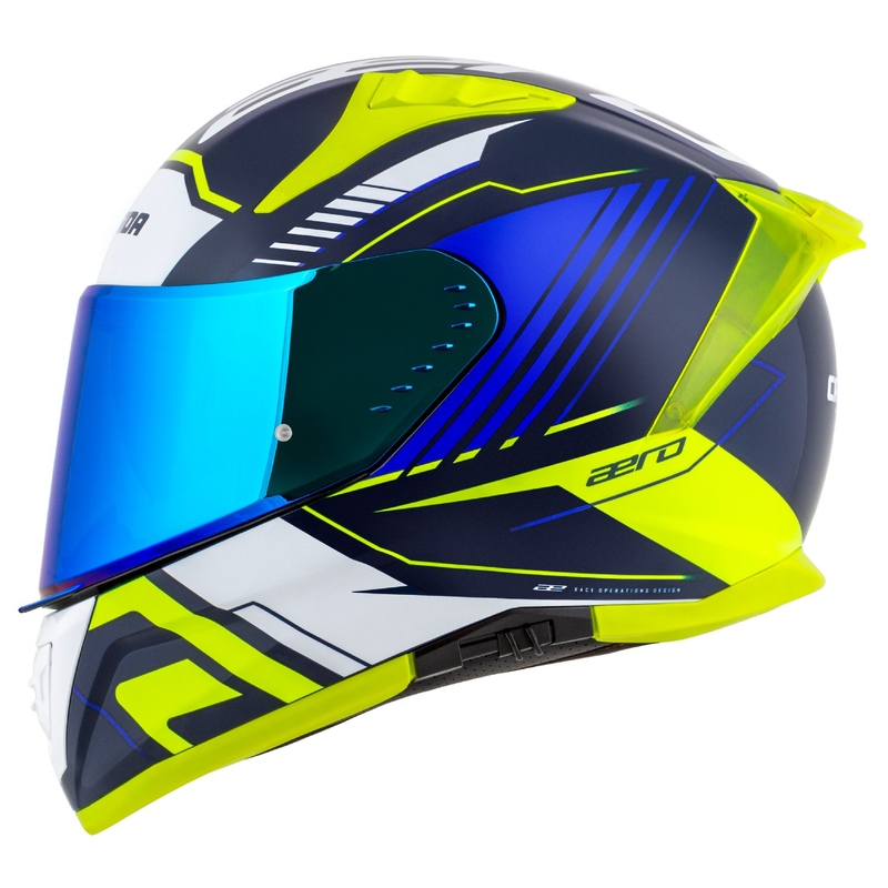Casco moto integrale Cassida Aero Drome blu-fluo giallo-azzurro-bianco